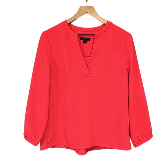 J. Crew Tops - J. Crew Women Blouse Open V-neck Top Crepe Pink Size Small